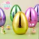 JOYIN 12 Pcs Large Metallic Easter Eggs, 6 Inches Colorful Jumbo Plastic Eggs Fillable for Easter Themed Hunt Basket Stuffers Fillers Filling Treats Party Favor Classroom Prize Supplies