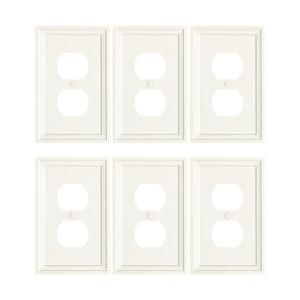 TREEWELL 6-Pack Duplex Outlet Cover, Natural Bamboo Fiber Switch Plates and Outlet Covers, Light Almond Decorative Wall Plates for Electrical Outlets, 1 Gang Receptacle Cover, Corrosion Resistant