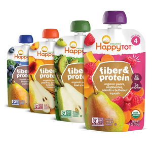 Happy Tot Organics Stage 4 Baby Food Pouches, Gluten Free, Vegan Snack, Fiber & Protein Fruit & Veggie Puree, Fruit & Veggie Variety Pack, 4 Ounce (Pack of 16) Best By 04/10/2026