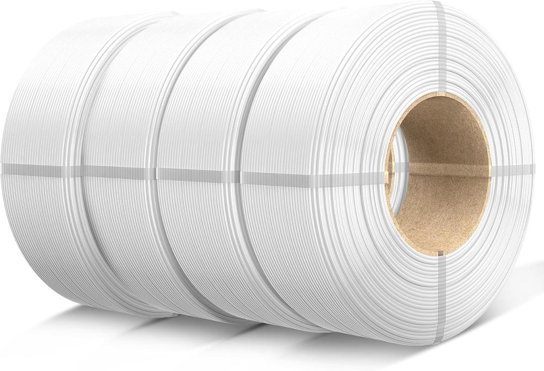 SUNLU Refill PETG Filament 1.75mm, PETG Refill 3D Printer Filament, Suitable for Bambu Lab Filament and SUNLU Reusable spools, Dimensional Accuracy +/- 0.02 mm, 1kg per Spool, 4 Pack, 4 White