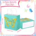 MotiMind 24 Pcs Butterfly Party Favors Bags with Gold Glitter 3D Butterfly Decor and Handles Goodie Gift Paper Treat Candy Bags for Birthday Bridal Shower Baby Shower Party Supplies