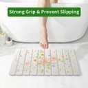 Foldable Stone Bath Mat,Super Absorbent Diatomaceous Earth Shower Mats, 24" x 16" Non-Slip Quick Drying Mats for Bathroom Floor, Easy to Store Bathroom Rugs, Easy to Clean, Elegant & Modern Design (Pink Flowers)
