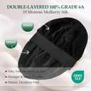 100% Mulberry Silk Bonnet for Sleeping, Double Layer Mulberry Silk with Elastic Band for Curly Long Hair, Black