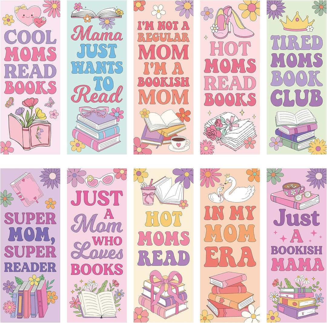 Laffact Mother’s Day Reading Bookmarks - 240Pcs Hot Mom Bookmarks Reading Tracker, Cool Moms Reading Page Marker, Readers Accessories Book Club Gifts for Book Lover Bookish Mama Birthday Party Favors