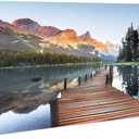 Lake Wall Art Canvas Decor: Nature Scene Landscape Print Mountain Forest Scenic Picture Dock Scenery Painting Artwork for Bedroom Living Room Office Decorations 40 x 20 Inches