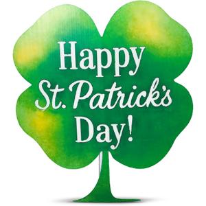 Jetec 1 Pack 4.5 ft St. Patrick's Day Green Shamrocks Cardboard Cutout Stand up Life Size St. Patrick's Day Irish Party Decorations Backdrop Photo Prop Shamrock Gold Pot Coin Cutout