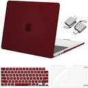 MOSISO Compatible with MacBook Air 13 inch Case M5 2026 M4 2025 M3 M2 2024-2022 A3449 A3240 A3113 A2681, Hard Shell&Keyboard Cover&Screen Film&Type C for MacBook Air 13.6 inch Case, Burgundy