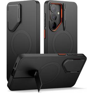 SURITCH for Samsung Galaxy S26 Phone Case, Magnetic Protective Cover with Camera Cover & Adjustable Metal Kickstand for Galaxy S26 -Black