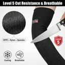 Arm Protectors For Thin Skin And Bruising, Cut Resistant Sleeves For Men Women, A5 Level Farmer Sleeves For Gardening, Welding, Kitchen (Black, 17.7 In)