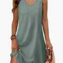 Aokosor Womens Summer Dresses 2025 Loose V Neck Sleeveless Dress Sundresses Swimsuit Coverup M