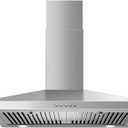 SNDOAS Range Hood 30 inch,Stainless Steel Wall Mount Range Hood 30 inch,Chimney-Style Stove Vent with Ducted/Ductless Convertible,Kitchen Hood with LED Light,Button Control,3-Speed Vent Hood