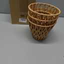 Tujoe Small Rattan Bell Lamp Shade Boho Handwoven Barrel Rattan Chandelier Shades Replacement for Table Floor Lamp Pendant Light Fixtures, 5.5" H x 5.9" D, 2.76" Fitter(3 Pcs,Boho,Normal)
