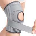 JOMVD Knee Brace for Knee Pain Relief, Adjustable Knee Support with Side Stabilizers for Meniscus Tear, Arthritis, ACL, PCL, MCL, Joint Pain Recovery, Women & Men, Medium (Gray)