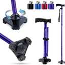 HurryCane Freedom Edition Foldable Walking Cane with T Handle (Purple)
