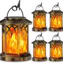KOOPER 4 Pack Solar Lanterns Outdoor Waterproof, Upgraded Flickering Flame Solar Lantern Lights, Auto On/Off Lanterns Decorative Outdoor, Outdoor Hanging Lantern for Yard Garden Table Decor (Bronze )
