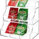 MyGift 3 Tier Premium Clear Acrylic Modern Tea Bag Organizer Holder for Countertops, Wall Mountable Teabag Storage Rack for Kitchen, Coffee Station