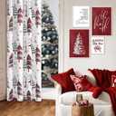 Topfinel Christmas Curtains 84 Inch Length for Living Room 2 Panels Set,Grommet Xmas Decoration Window Curtains with Christmas Tree and Snowflake Print for Bedroom,Set of 2,52x84 Inches Long,White