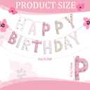 Suncalla Pre-strung Happy Birthday Banner Sign Reusable Felt Happy Birthday Garland Hanging Decorations Party Bunting Garland for Party Decor Photo Prop Home Backdrop(Floral)