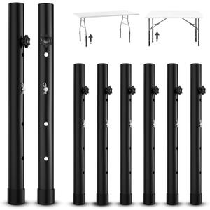 8-Pack Table Leg Extensions - Straight/Bent Leg Folding Table, Metal Extenders, Reduces Stooped Work, 4 Level Height Adjustable Risers