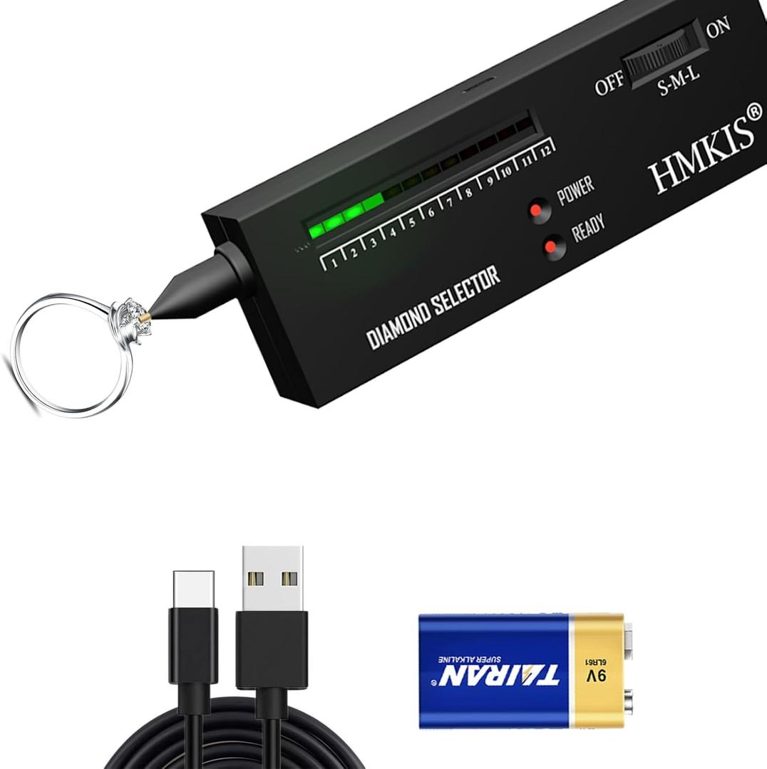 Diamond Tester Pen, Professional Jewelry Diamond Selector Diamond Selector for Novice and Expert (Non-Rechargeable) (Black)