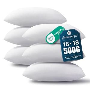 Phantoscope Pillow Inserts, Hypoallergenic 100% Virgin Fiber Square Form Microfiber Throw Pillow Inserts, Couch Bed Pillows 45x45 cm, 18x18 Inch (Pack of 3)