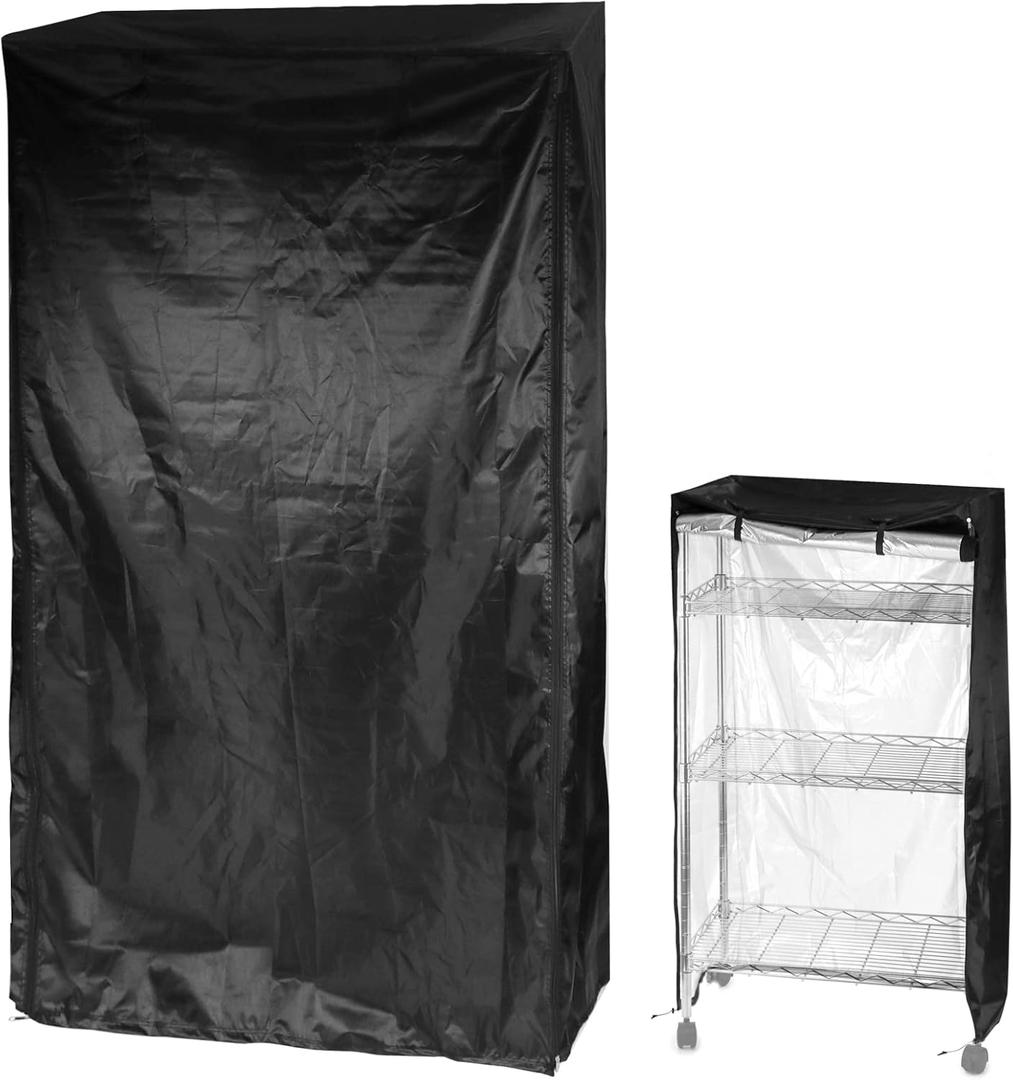 QWORK Storage Shelving Unit Cover, Wire Rack Cover for Shelf 36X14X72in, 210D Oxford Cloth, Keeps Rack Clean, for Home, Office, Storage and Garage, Black
