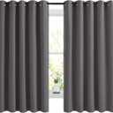 NICETOWN Blackout Curtains Panels for Bedroom, 2 Panels, 66 x 60 Inch, Gray, 3 Pass Microfiber Noise Reducing Thermal Insulated Solid Ring Top Blackout Window Drapes