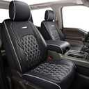 Huidasource Silverado Seat Covers Front Back Leather Seat Accessories Fit for Chevy Silverado GMC Sierra 1500 2007-2013&2019-2025, 2500HD 3500HD 2020-2025 Crew Double Cab(Full Set/Black&White)