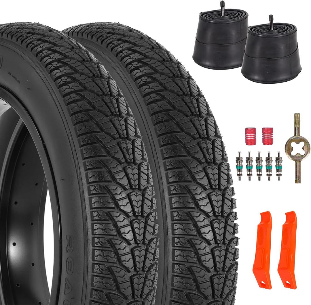 2-Pack 26x4.0 Fat Bike Tire, 26 Inch Mountain Bike Tires & Tubes Set, Folding Replacement Bicycle Tires with Tire Levers for Off-Road Bike and Ebike