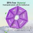 3 x Travel Weekly Pill Organizer - Portable 7-Day Dispenser for Vitamins, Fish Oil,Pills and Supplements -(Purple)