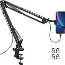 Phone Holder for Desk, Phone Holder for Bed with Adjustable Clamp Clip, Flexible Phone Stand Lazy Bracket Mount Long Arms Clamp for iPhone, Samsung, Google Pixel, Moto (Black)