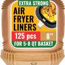 Air Fryer Paper Liners, 125Pcs Air Fryer Disposable Liners, Non-Stick and Oil Proof for Easy Cleanup, 8” Square for 5-8 qt Basket by Baker's Signature