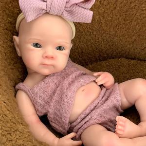 Reborn Baby Dolls Silicone Full Body 13 Inch Bettie Full Silicone Baby Doll Anatomically Correct that Realistic Soft Silicone Doll with Dark Pink Bow Dress