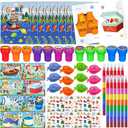 Cinrobiye 72 Pcs Gone Fishing Party Coloring Book with Crayons Bulk,Summer Fishing Party Favors Goodie Bags Fillers,Little Fisherman Birthday Supplies Face Stickers Tattoo Prizes Gift for Summer Party