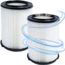 2 Pack VF 4000 Filter for Ridgid Shop VacStandard Wet/Dry Vacuum Filter Replacement Vf4000 Compatible with RIDGID Vacs Wet Dry 5-20 Gallon&6-9 Gallon Husky Vacuum-ridged Shop Vacuum Filter