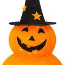 FUNPENY 3FT Halloween Collapsible Pumpkin Decorations, Pre-Lit Light Up 50 LED Pumpkin with Star Hat 8 Lighted Mode, Pop Up Jack-o-Lantern with Metal Stand for Indoor Outdoor Yard Holiday Decor