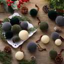 PullCrease 40 Pcs Velvet Christmas Balls Flocked Christmas Tree Hanging Ornaments Neutral Shatterproof Plastic Velvet Ball for Xmas Tree Decor(Gray, Sage Green, Hunter Green, Cream)