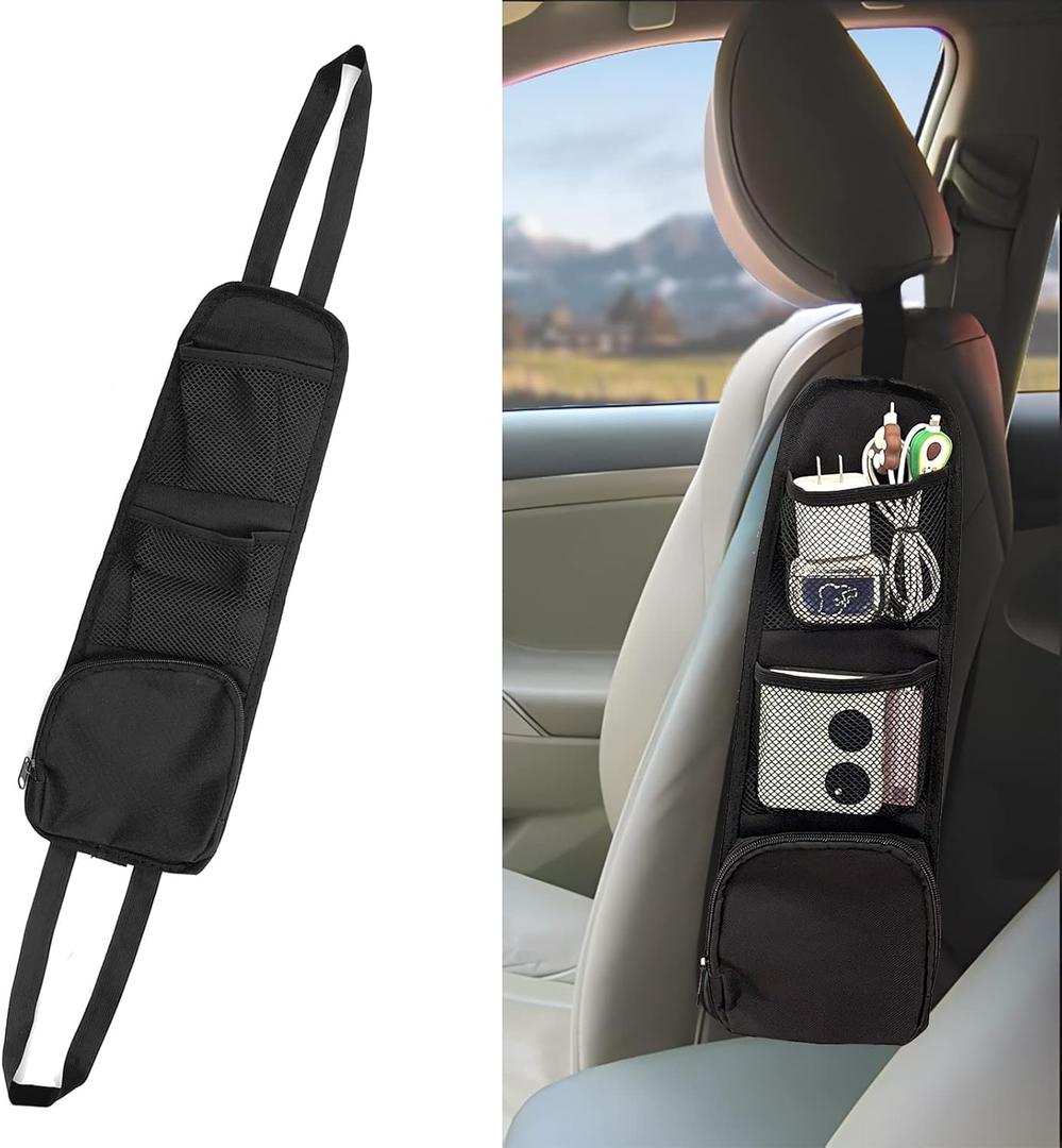 QUICTO Car Seat Storage Hanging Bag, Multi-Pocket Seat Side Organizer, Car Multifunctional Storage Mesh Net Pocket, Can Hold Mobile Phone, Wallet, Glasses, Suitable for Cars, SUVs, Trucks