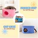 Tess & Liza Felt Cat Cave  Cozy Hideaway for Cats & Kittens | Eco-Friendly Felt Cat House | Durable & Spacious Cat Bed for Large Cats | Stylish Indoor Pet Furniture by Snarky Pets Blue (Medium)