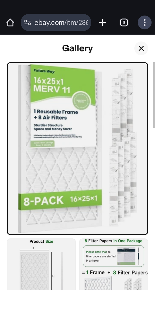 Future Way 16x25x1 Air Filters, 8-Pack with Reusable Frame, MERV 8, MPR 700 AC Furnace Filters, Space Saving & Cost-effective
