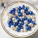 PNJHDZ 150 Pcs Vase Filler Pearls White and Blue Pearl Beads for Vase No Hole Pearls for Centerpieces Vases Home Table Party Decor DIY Wedding 8/14/20mm