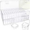 Bead Organizer Box, 120 Pack Small Clear Storage Boxes with Labels, Large Travel Craft Case with Handle, Mini Plastic Containers for Jewelry Making Diamonds DIY Pony Bracelet Screws Seeds Small Parts