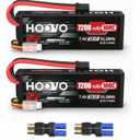 HOOVO 2S Lipo Battery 7.4V 7200mAh 100C RC Lipo Battery Pack Hard Case with TR Plug Compatible with 1/8 and 1/10 RC Truck Vehicles RC Car Truggy Buggy Racing Models-2 Pack 