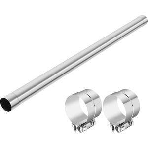 LCGP 5 Inch Straight Exhaust Pipe, 5" Stainless Steel Straight Muffler Replacement Pipe, 48" Length Mandrel Exhaust Tube with Two Lap Joint Band Clamps(New Version)
