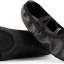 DyingSwan Toddler Ballet Shoes for Girls, Soft Leather Ballet Slippers, No-Tie Ballet Shoes Dance Shoes for Girls10 Toddler (Black)