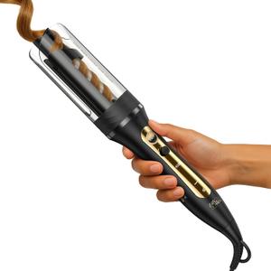 ZAVAREA Automatic Rotating Curling Iron for Long Hair - 1 Inch Curling Wand for Beach Waves & Loose Curls, Easy Hair Curler for Beginners, Anti-Scald & Frizz-Free, Dual Voltage for Travel