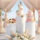 Cylinder Stands for Party 3Pcs, White Round Cylinder Pedestal Stand for Wedding Parties Decor Backdrop, PVC Cake Pedestal Stand for Party Hosts Wedding Planners, 35.4''(L),29.5''(M),23.6''(S)