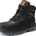 NINGO Mens Steel Toe Work Boots, Waterproof Heavy-Duty Safety Boots with Puncture Protection Oil & Slip Resistant, Steel Toe Work Shoes with Breathable Lining EH Protection for Construction Industrial (10.5 Wide, Black)