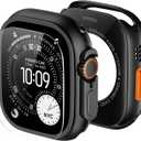 amBand Metal Case Screen Protector Cover for Apple Watch Ultra 3/Ultra 2/Ultra 49mm, W3 Rugged Bumper Thin Frame + 9H Tempered Glass Film + Ceramic-Like Back Cover, [Stylish] [Waterproof], Matte Black