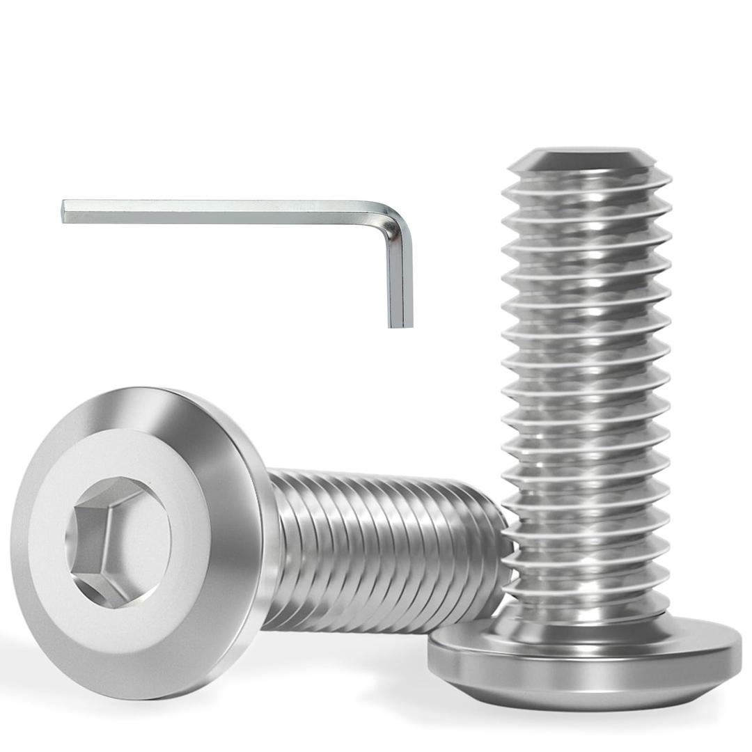VGBUY M6-1.0 x 18 mm 70Pcs Flat Head Hex Socket Cap Screws Bolts,304 Stainless Steel 18-8,Full Thread,Hex Spanner Included(VG30105)